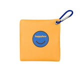 cute zipper carrying pouch with face, carabiner, and happyface logo