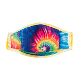 tie-dye inside lining of hippy designer mask for yellow smiley face mask includes filter insert pocket